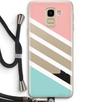 Strepen pastel: Samsung Galaxy J6 (2018) Transparant Hoesje met koord