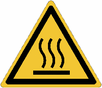 Het warm oppervlak waarschuwings- 100 mm breed - Sticker - thumbnail