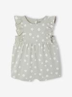 Babyromper Basics met geruite mouwtjes groengrijs