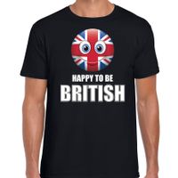 Verenigd Koninkrijk emoticon Happy to be British landen t-shirt zwart heren