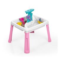 Dolu zand-watertafel + accessoires roze/wit