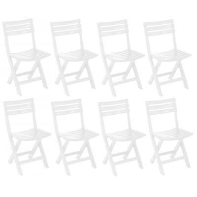 Klapstoel binnen/buiten - 8x - wit - 42 x 80 cm - kunststof - bijzetstoelen - opvouwbaar
