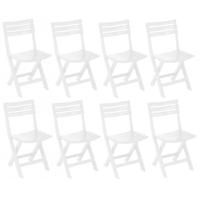 Klapstoel binnen/buiten - 8x - wit - 42 x 80 cm - kunststof - bijzetstoelen - opvouwbaar