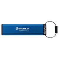 Kingston Technology IronKey Keypad 200 USB flash drive 128 GB USB Type-A 3.2 Gen 1 (3.1 Gen 1) Blauw