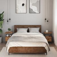 Nachtkastjes 2 st 34x36x50cm bewerkt hout artisanaal eikenkleur
