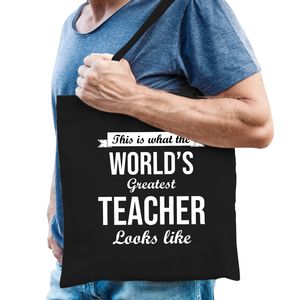 Worlds greatest TEACHER leraar cadeau tas zwart voor heren