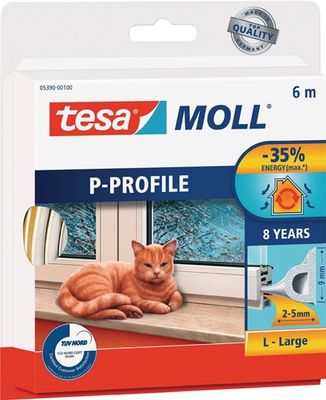 Tesa Venster-/deurtochtstrip | B9mmxH5,5mmxL6m | wit | 10 stuks - 05390-00100-00 05390-00100-00