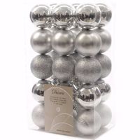 Mystic Christmas kerstboom decoratie kerstballen 6 cm zilver 30 stuks - Kerstbal - thumbnail