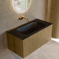 Badmeubel Mondiaz Kurve | 90 cm cm | Meubelkleur Dusk | Wastafelkleur Urban | Solid surface | Wasbak midden spoelbak | Zonder kraangat(en)