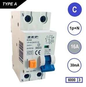 SEP Aardlekautomaat 16A C Kar 30mA 2 polig 36mm RCM2 Kema Keur 230V automaat en aardlek in een