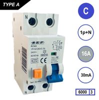 SEP Aardlekautomaat 16A C Kar 30mA 2 polig 36mm RCM2 Kema Keur 230V automaat en aardlek in een