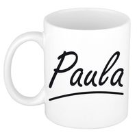 Paula voornaam kado beker / mok sierlijke letters - gepersonaliseerde mok met naam - Naam mokken