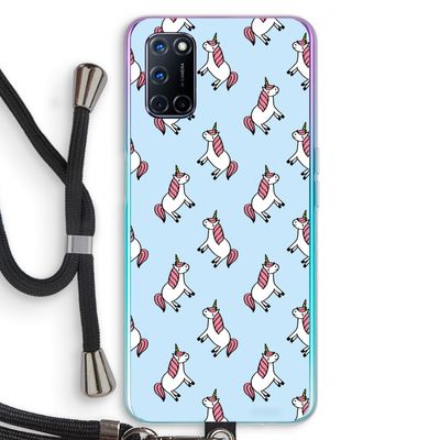 Eenhoorns overal: Oppo A92 Transparant Hoesje met koord