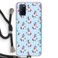 Eenhoorns overal: Oppo A92 Transparant Hoesje met koord