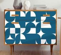Stickers voor op meubels Blauw cirkel geometrisch kunstpatroon - thumbnail