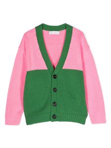 There Was One Kids cardigan colour block à col v - Rose