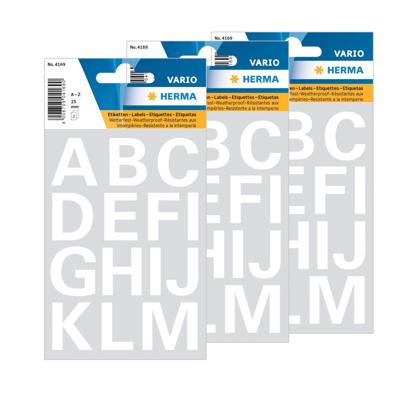 Herma Stickervel alfabet - 84x stuks - plak letters - A tm Z - wit - 20x20 mm