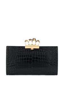 Alexander McQueen pochette Four Ring à effet peau de crocodile - Noir