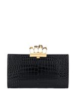 Alexander McQueen pochette Four Ring à effet peau de crocodile - Noir