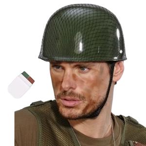 Carnaval verkleed set Army/Leger soldaten helm - met camouflage schmink stift - volwassenen