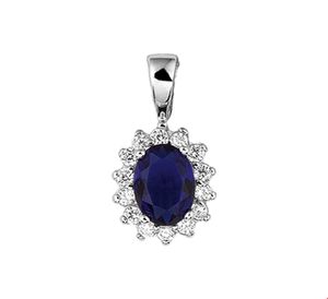 Hanger zilve-synth. saffier-zirconia blauw wit 18 x 10 mm