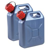 Eda Kunststof jerrycan - 2x - blauw - voor brandstof - L24 x B11 x H30 cm - 5 liter - benzine/diesel