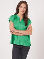 Oversized zijden blouse met knopen - thumbnail