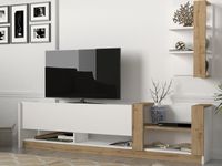 Tv-meubel KAZOU 2 deuren sonoma/wit met wandkast - thumbnail