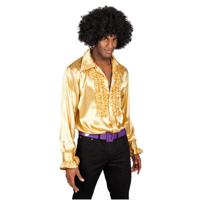 Carnaval verkleedkleding shirt met rouches - goud - heren - blouse - polyester - Disco time - thumbnail