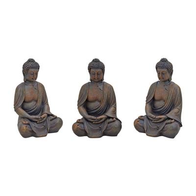 Buddha zittend in bruin poly, 24 x 23 x 38 cm