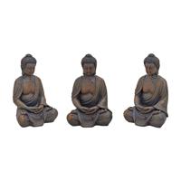 Buddha zittend in bruin poly, 24 x 23 x 38 cm