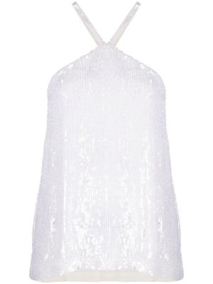 P.A.R.O.S.H. haut orné de sequins Gem à dos-nu - Blanc