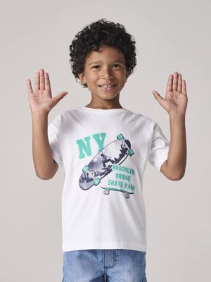 Jongensshirt met fotoprint wit