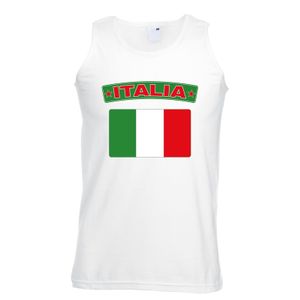 Singlet shirt/ tanktop Italiaanse vlag wit heren