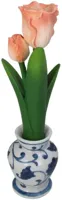 Kersten kandelaar polyresin tulp 9.5x9x31cm perzik