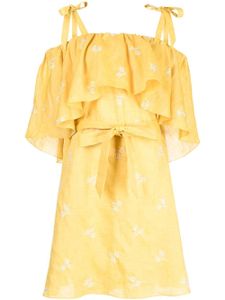 ERDEM robe brodée à épaules dénudées - Jaune