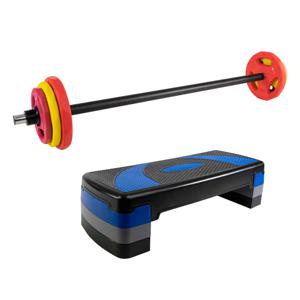 Combiset l RS Sports Compact stepper + Aerobic pump set gekleurd - 20KG - 130cm