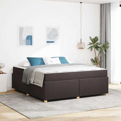 Bedframe met matras Donkerbruin 180 x 200 cm Stof