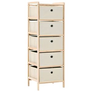 The Living Store Opslagmeubel - Opbergrek met 5 Manden - 32 x 26 x 93 cm - Beige