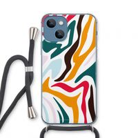 Colored Zebra: iPhone 13 mini Transparant Hoesje met koord