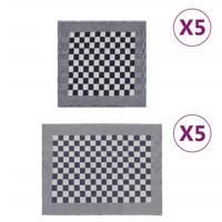 VidaXL 10-delige keukendoekenset katoen blauw en wit