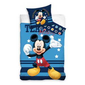 Mickey Mouse dekbedovertrek Team Mickey - Blauw - 1-Persoons 140x200 cm