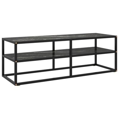 Tv-meubel met zwart marmerglas 120x40x40 cm zwart