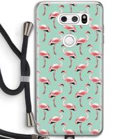 Flamingoprint groen: LG V30 Transparant Hoesje met koord
