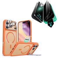 iPhone 17 Pro Max Bundle Classic Hybrid Magnetic Case (Camera Control, Stash Stand) and Armorite Privacy Screen Protector - Frosted Orange iPhone 17 Pro Max Bundle Classic Hybrid Magnetic Case (Camera Control, Stash Stand) and Armorite Privacy Screen Protector - Frosted Orange