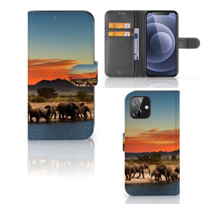 iPhone 12 | 12 Pro (6.1") | Telefoonhoesje | Met pasjeshouder | Olifanten