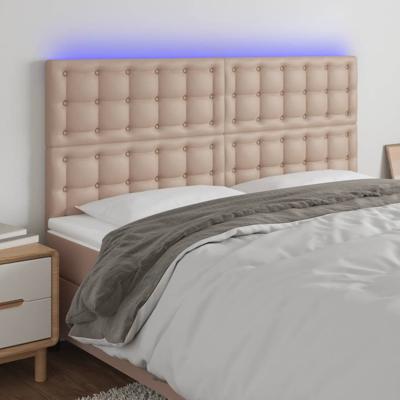 Hoofdbord LED 160x5x118/128 cm kunstleer cappuccinokleurig