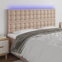 Hoofdbord LED 160x5x118/128 cm kunstleer cappuccinokleurig