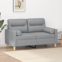 Tweezitsbank met sierkussens 120 cm stof lichtgrijs
