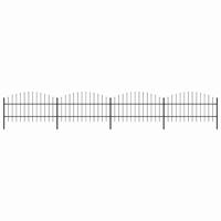 Tuinhek met speerpunt staal 714,5x100 cm zwart